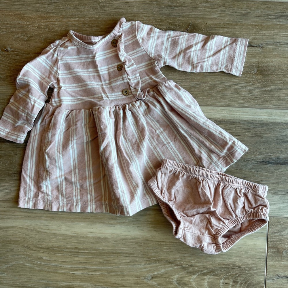 Carter's Pink Striped Dress and Diaper Cover Set